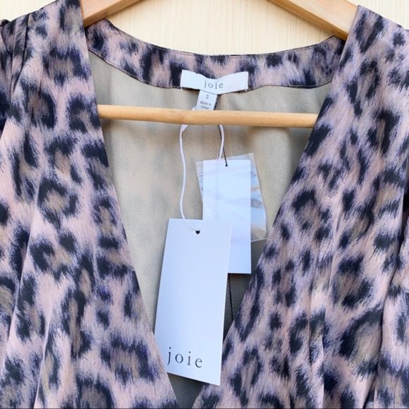 COPY - NWT Joie Acantha Leopard Print Asymmetrical Wrap Dress - Size Small - Picture 3 of 3